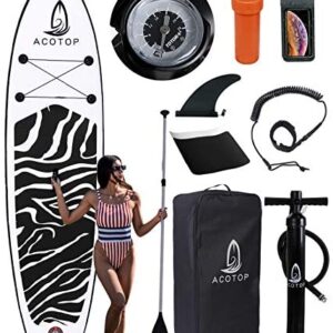 Inflatable Paddle Board, 10'6"x33"/31"x6" Stand Up Paddle Board, Durable SUP Accessories, Manual Pump, Bottom Fin, 3-Piece Aluminum Paddle, Non-Slip Deck Waterproof Bag Paddle Board for Adults