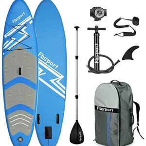 FBSPORT 10.6' Premium Inflatable Stand Up Paddle Board, Yoga Board with Durable SUP Accessories & Carry Bag.Wide Stance, Surf Control, Non-Slip Deck, Leash, Paddle and Pump for Youth & Adult