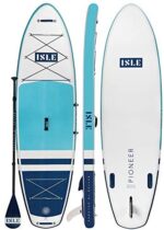 ISLE Pioneer Inflatable Stand Up Paddle Board & iSUP Bundle Accessory Pack — Durable, Lightweight with Stable Wide Stance — 285 lbs Capacity, 10'6" Long x 34" Wide x 6" Thick