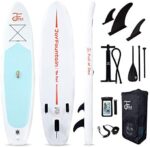 JoyFountain Inflatable Paddle Board 10.5’×30”×6” Ultra-Light SUP with Free SUP Accessories & Backpack, Leash, Paddle and Hand Pump, for All Skill Levels