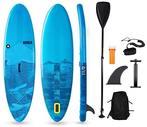 BONDA Inflatable Stand Up Paddle Board - Lightweight Touring ISUP(6 Inches Thick) - Accessories (Adjustable Paddle/Removable Fin/Hand Pump/Leash/Backpack/Repair Kit) Beginner and Intermediate Riders