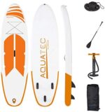 AQUATEC Inflatable SUP Paddle Boards - Adjustable Paddle Board | Dual Pump | 6” Thick Stand Up Board | Water Sports Equipment