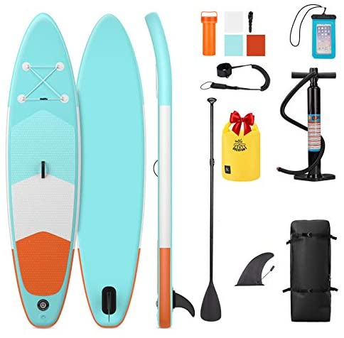 DEERFAMY Inflatable Stand Up Paddle Board, Dry Bag Bonus,10'x30''x6'' SUP Paddle Boards for Adult & Youth, Yoga, Fishing,