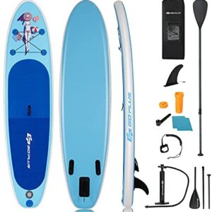 Goplus Inflatable SUP Stand up Paddle Board Latest Inkjet Process Anti-Fading iSUP with 3 Fins Thuster, Adjustable Paddle, Hand Pump and Carry Backpack