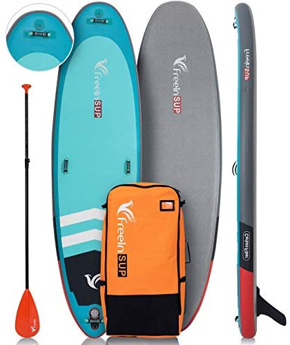 Freein Inflatable SUP Stand Up Paddle Board Yoga ISUP 10'x33 x6 Green Package- Dual Pump, Leash, Adaptor, Backpack,Paddle