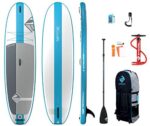 Boardworks SHUBU Riptide Inflatable Stand-Up Paddle Board (iSUP) | SUP Package Includes Three Piece Paddle, Carry Bag and Pump (SUP) Complete Kit | 10’6”, Blue/White/Grey