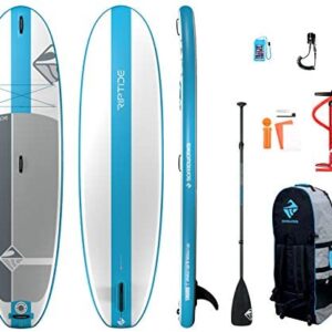 Boardworks SHUBU Riptide Inflatable Stand-Up Paddle Board (iSUP) | SUP Package Includes Three Piece Paddle, Carry Bag and Pump (SUP) Complete Kit | 10’6”, Blue/White/Grey
