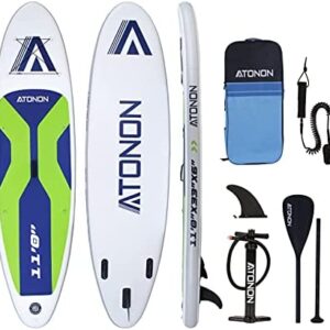 Inflatable Stand Up Paddle Board 11'×33''×6''(6'' Thick) Non-Slip Wide Deck with Premium SUP Accessories & Backpack Bottom Fin Adjustable Paddle Leash | Youth Adults Beginner