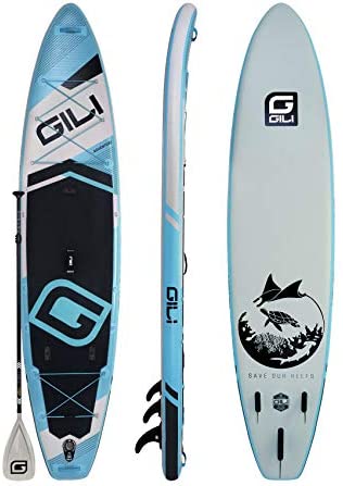 GILI Adventure Inflatable Stand Up Paddle Board: Lightweight, Durable Touring SUP: Wide & Stable Stance 11' or 12' Long x 32" x 6" Thick