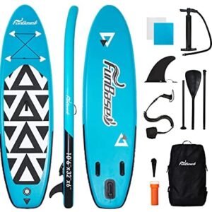 FunBase Inflatable Stand Up Paddle Board 10’6’’×32’’×6’’ (6’’ Thick) Non-Slip Deck with Premium SUP Accessories Perfect for Youth Adults Beginner