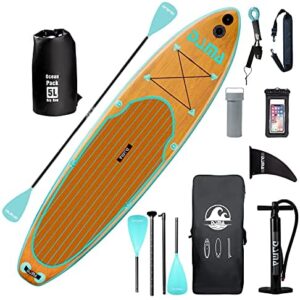 DAMA 9'6"/10'6"/11'Inflatable Stand Up Paddle Board, Yoga Board, Camera Seat, Floating Paddle, Hand Pump, Board Carrier, Waterproof Bag, Drop Stitch, Traveling Board for Surfing