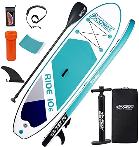 ACOWAY Inflatable Stand Up Paddle Board, 10'6×32"×6" Paddle Board, SUP Paddleboard Accessories Backpack, Bottom Fin Paddling Surf Control, Non-Slip Deck, Youth & Adult Stand up Paddle Board
