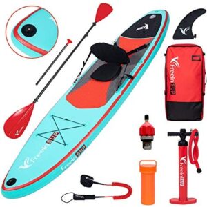 Freein Stand Up Paddle Board Kayak SUP Inflatable Stand up Paddle Board SUP 10'/10'6”x31 x6, 2 Blades Paddle, Dual Action Pump, Triple Fins, Leash, Backpack