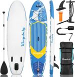 Inflatable Stand Up Paddle Board (6 inches Thick), SUP Paddle Board with Durable Backpack for beginners, Wide Stance, Surf Control, Non-Slip Deck, Leash, Paddle and Pump,10ft Blue Sup PaddleBoard