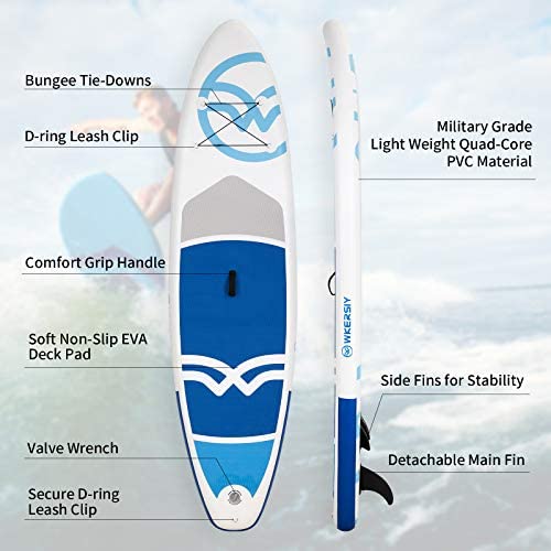 Tracking Fin Hand Pump wkersiy Inflatable Stand Up Paddle Board with Paddle 10’6”x33”x6” SUP with Premium Accessories for Paddling Yoga Surfing Surf Waterproof Bag Leash Backpack Repairing Kit