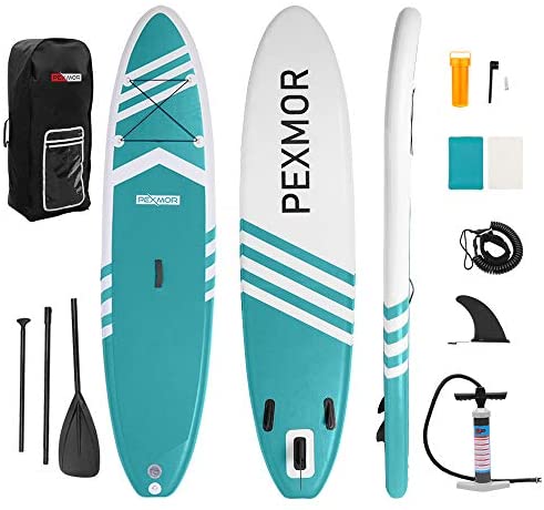 PEXMOR Inflatable Stand Up Paddle Board for Fishing Yoga Paddle Boarding with Premium SUP Accessories & Carry Bag, Surf Control, Non-Slip Deck | Youth & Adult Standing Boat 10'6" X 32" X 6"