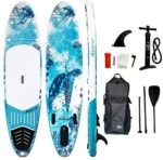 AQUBONA Inflatable Stand Up Paddle Board W Free Premium SUP Accessories (Wheels Backpack, Center Surf Fin, Non-Slip Deck, HQ-Paddle, Repair Tool and Hand Pump) Durable SUP 10'6" x 32" x 6"