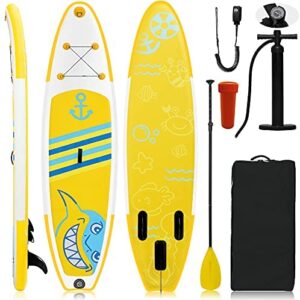 HOSKO 10 Ft Soft Top Foam Non-Slip Deck Inflatable Stand Up Paddle Boards with Premium Sup Accessories & Carry Bag Which is Greet for Adults and Kids of All Levels of Surfing Include Beginners