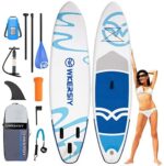 wkersiy Inflatable Stand Up Paddle Board, 10’6”x33”x6” SUP with Premium Accessories for Paddling Yoga Surfing Surf, with Paddle, Waterproof Bag, Hand Pump, Repairing Kit, Leash, Tracking Fin, Backpack
