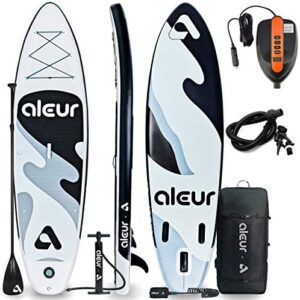 aleur Explorer Inflatable Stand Up Paddle Board Package W Premium SUP Accessories & Backpack, Non-Slip Deck, Leash, Paddle and Hand Pump | Elegant, Fun, Portable,Versatile