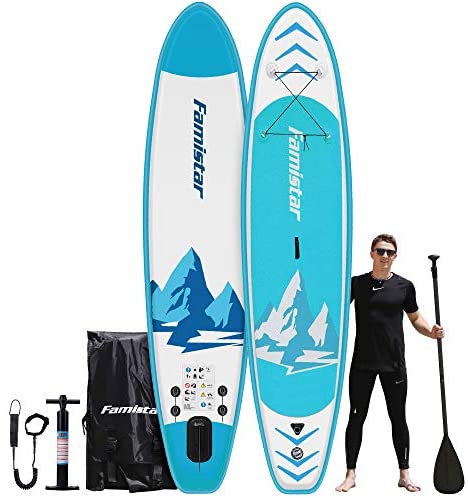 Famistar 12ft 396lbs Capacity All-Around Inflatable Stand up Paddle Board - Stable, Durable and Lightweight Paddleboard for All Skill Levels and SUP Activities | iSUP Accessories & Carry Bag Included