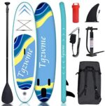 Tgzwme 10'×30"×6" Inflatable Stand Up Paddle Board with Adjustable Paddle,3 Fins, Leash, Hand Pump, Backpack