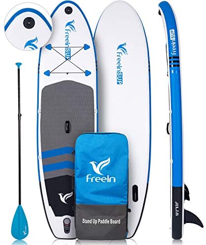 Freein Inflatable SUP Stand Up Paddle Board All Round ISUP 10'2"x31"x6" with Adaptor,Camera Mount,Floating Paddle, Backpack, Leash, Pump