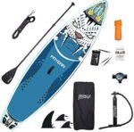 FAYEAN Inflatable Stand Up Paddle Board 10.5' x 33"x 6" Thick Round SUP ISUP Board Includes Pump, Paddle, Backpack, Coil Leash Waterproof Case (Tiger)
