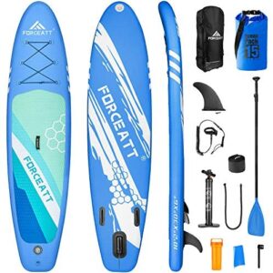 Forceatt Paddle Boards for Adult, 10.2' and 11' Inflatable Stand Up Paddle Board, SUP for All Skill Levels Include Beginner, Equipped 64" to 85" Paddle, 15L Waterproof Bag and Detailed User Manual.