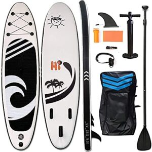 BELYQLY Inflatable Stand Up Surfboard with Premium SUP Accessories & Carry Bag Wide Stance Bottom Fin for Paddling Surf Control Non-Slip Deck Youth & Adult Surf Boat (10'6"×32"×6")