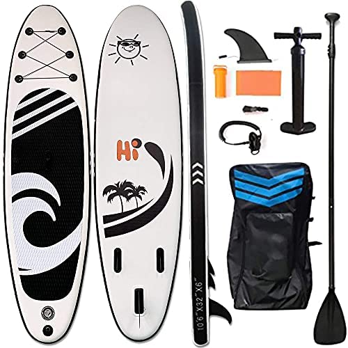 BELYQLY Inflatable Stand Up Surfboard with Premium SUP Accessories & Carry Bag Wide Stance Bottom Fin for Paddling Surf Control Non-Slip Deck Youth & Adult Surf Boat (10'6"×32"×6")