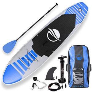 SereneLife Premium Inflatable Stand Up Paddle Board (6 Inches Thick) with SUP Accessories & Carry Bag | Wide Stance, Bottom Fin for Paddling, Surf Control, Non-Slip Deck | Youth & Adult Standing Boat