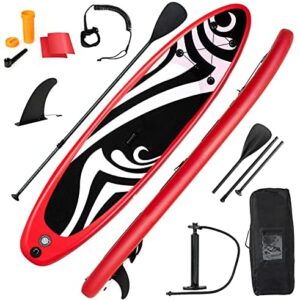 GYMAX Inflatable Stand Up Paddle Board, 6” SUP with Premium Complete Accessories, Backpack, Pump, Leash, Paddle & Removable Fins, Portable Stand Up Boat for Fish Surfing All Skill Level