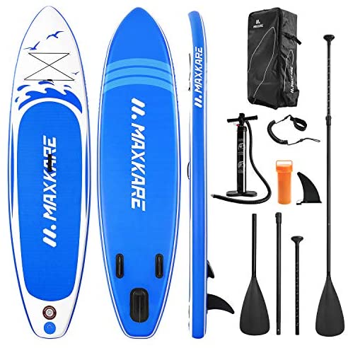 MaxKare Stand Up Paddle Board Inflatable SUP W Stand-up Paddle Board Accessories Backpack Paddle Leash Pump Non-Slip Deck ISUP Fishing Yoga Rigid Solid 10'× 30" ×6'' Inches Thick Adult & Youth & Kid