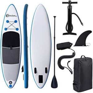 Inflatable Stand Up Paddle Board 10'×30"×6" for All Skill Levels with Premium SUP Accessories & Adjustable Paddle,Double Action Pump,ISUP Travel Backpack, Leash for Surfing Yoga Standing Boat Fishing