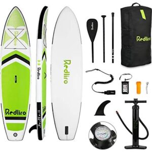 REDLIRO Inflatable Stand Up Paddle Board Surfing SUP Boards 11’ x 32”x 6”with Adjustable Paddle, Travel Backpack, Hand Pump, Safety Ankle Leash Standing Boat for Youth & Adult