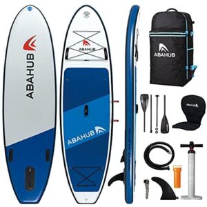 Abahub Inflatable SUP, Wide 10'6" x 34" x 6" iSUP, Blue Standup Paddleboard with Adjustable Carbon Fiber Paddle, Kayak Seat, for Yoga, Paddle Board, Kayaking, Surf, Canoe, Fishing