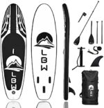 LBW Inflatable Stand Up Paddle Board with Premium SUP Accessories & Large Backpack，Non-Slip Deck，Removable Paddle，Hand Pump，Leash Leg，Bottom Fin