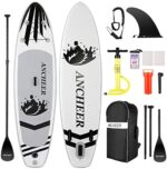 ANCHEER Inflatable Stand Up Paddle Board 10' with Non-Slip Deck, iSUP Boards w/Complete KIT, Adjustable Paddle, Leash, Fin, Hand Pump and Backpack,Youth & Adult