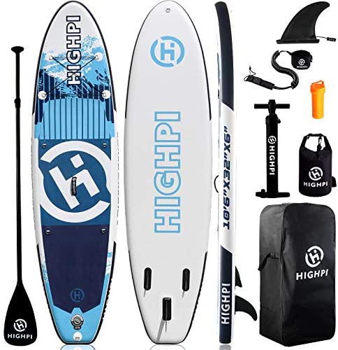 Highpi Inflatable Stand Up Paddle Boards, 10'6''x32''x6'' SUP with Accessories Backpack Anti-Slip Deck, Leash, Paddle and Hand Pump, Paddle Board Standing Boat for Youth & Adult…