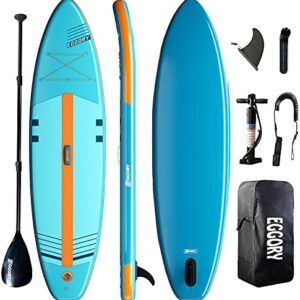 EGGORY Inflatable Stand Up Paddle Board,10'x 32"x 6" | SUP Surfboard with Premium SUP Accessories & Backpack, Adj Paddle, Pump, Leash, Valve Adjuster | Youth & Adult Surfing Boat