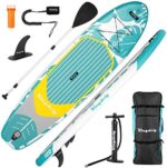10FT Inflatable Stand Up Paddle Board, Thickened Paddleboards with Adjustable Lightweight Paddle, Non-Slip Deck, Safety Leash, Backpack, Hand Pump, Repair Kit for All Skill Levels