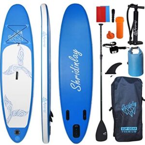 Shridinlay Inflatable Stand Up Paddle Board Surfing SUP Boards, 6 Inches Thick ISUP Boards with Backpack,Adjustable Paddle, Waterproof Bag,Leash,and Hand Pump for All Skill Levels