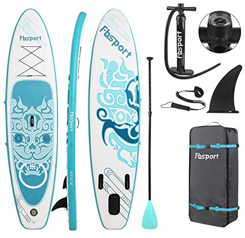 FBSPORT 10'/10.6'/11' Premium Inflatable Stand Up Paddle Board, Yoga Board with Durable SUP Accessories & Carry Bag.Wide Stance, Surf Control, Non-Slip Deck, Leash, Paddle and Pump for Youth & Adult