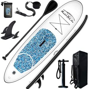 FEATH-R-LITE Inflatable Stand Up Paddle Board 10'x30''x6'' Ultra-Light (16.7lbs) SUP with Paddleboard Accessories,Three Fins,Adjustable Paddle, Pump,Backpack, Leash, Waterproof Phone Bag