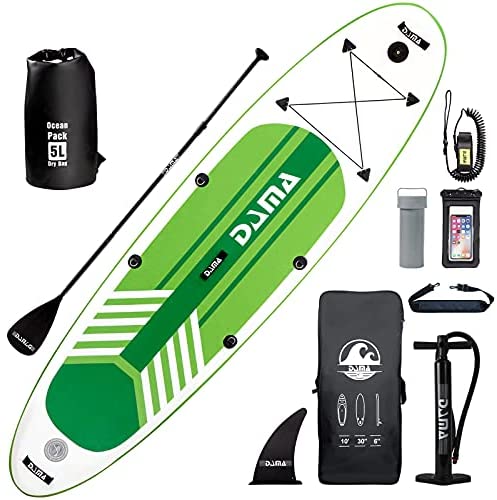 DAMA Youth 10' Inflatable Sup Stand Up Paddle Board, Drop Stitch, Youth Board, Premium Board Accessories, Floating Paddle, Single Hand Pump, Waterproof Bag, All Round Board
