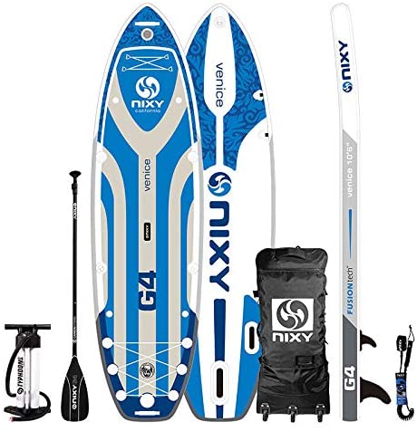 NIXY Venice Paddle Board Inflatable Cruiser SUP 10'6" x 34” x 6” Ultra-Light Stand Up Paddleboard Built with Dual Layer Woven Drop Stitch Includes Carbon Hybrid Paddle, Pump, Bag & More