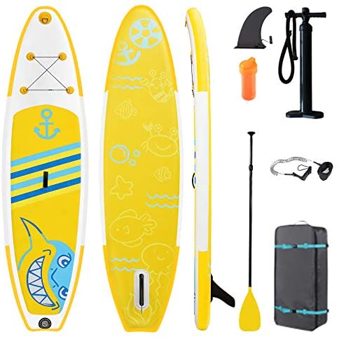 MIYA Inflatable Stand Up Paddle Board (6 Inches Thick) With Durable SUP Accessories and Backpack, Non-Slip Deck, Bottom Fin for Paddling and Surf Control, Leash, Paddle and Hand Pump for Youth & Adult
