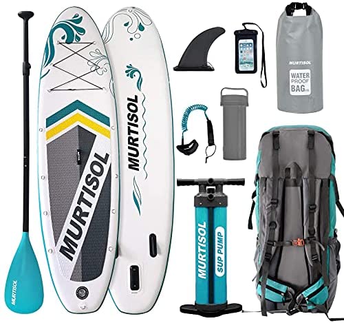 Murtisol 10.5'33"6" Inflatable Paddle Board Stand Up Paddle Board with Premium Accessories Dual Chamber Triple Action Pump 10L Waterproof Bag Adjustable Paddle Ankle Leash Multifunction Bag