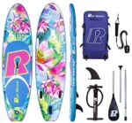 Run Wave Inflatable Stand Up Paddle Board 10.6'×34''×6''(6''Thick) Non-Slip Wide Stance Deck with SUP Accessories & Adjustable Paddle, Double-Action Pump, Leash, Bottom Fins | Youth Adults Beginner